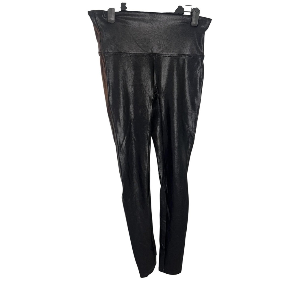 Spanx Leggings Womens Medium Black Faux Leather High Rise Stretch Shaping Pants